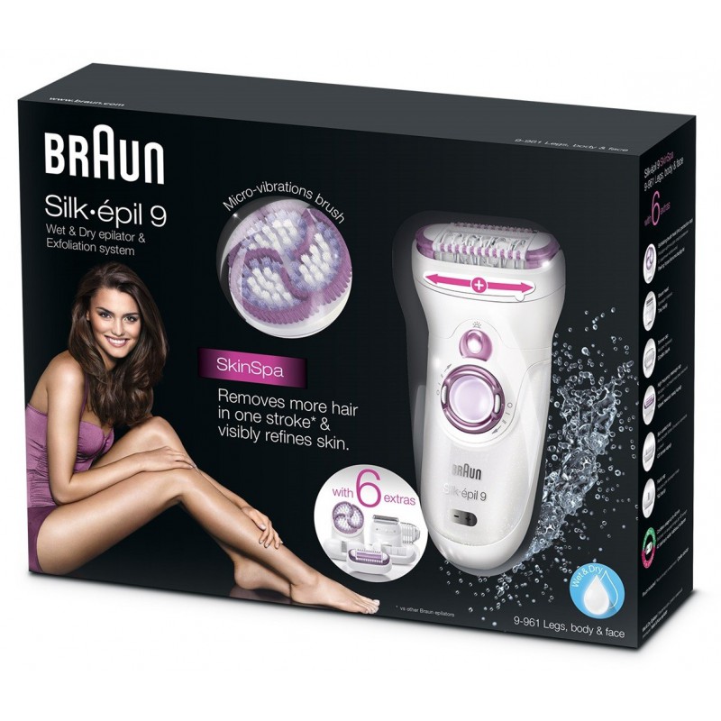 Épilateur Braun Silk-épil 9 SkinSpa 9-961 avec 6 accessoires