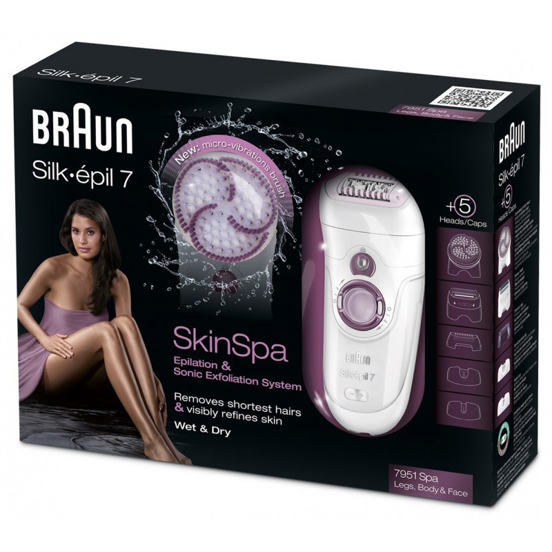 Épilateur Braun Silk-épil 7 SkinSpa 7951 avec 5 accessoires