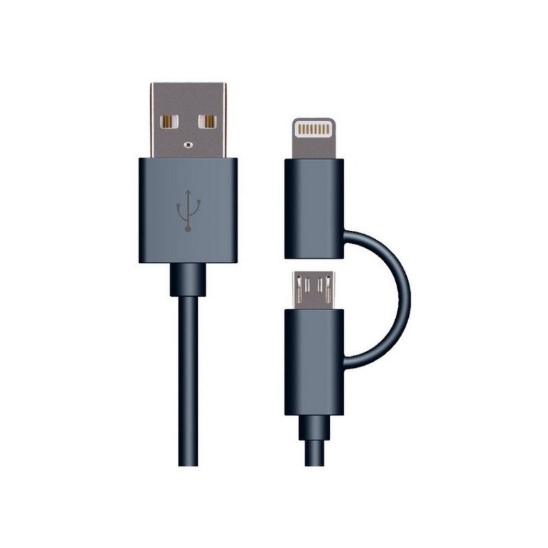 Câble Avo+ 2 en 1 USB vers Micro-USB/Lightning / Noir