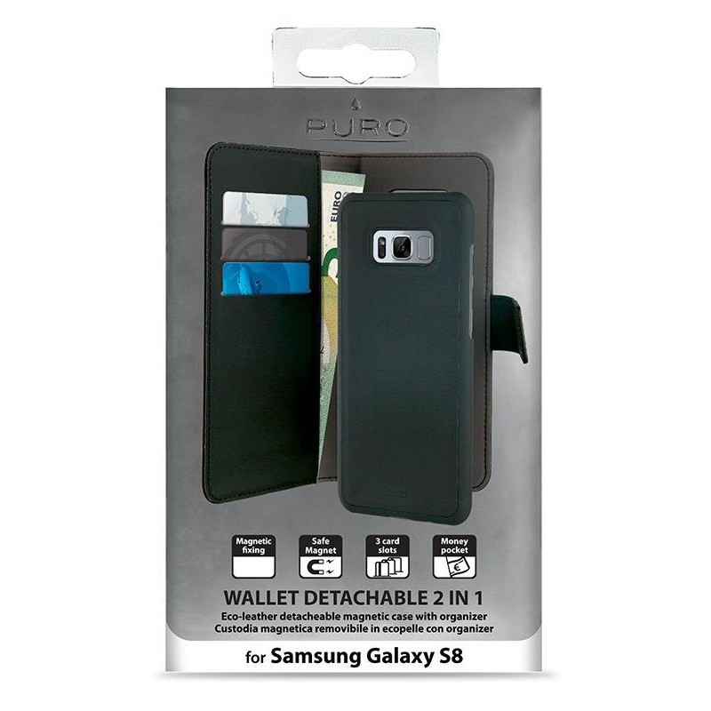Etui Flip-cover Puro avec coque détachable pour Samsung Galaxy S8 / Noir
