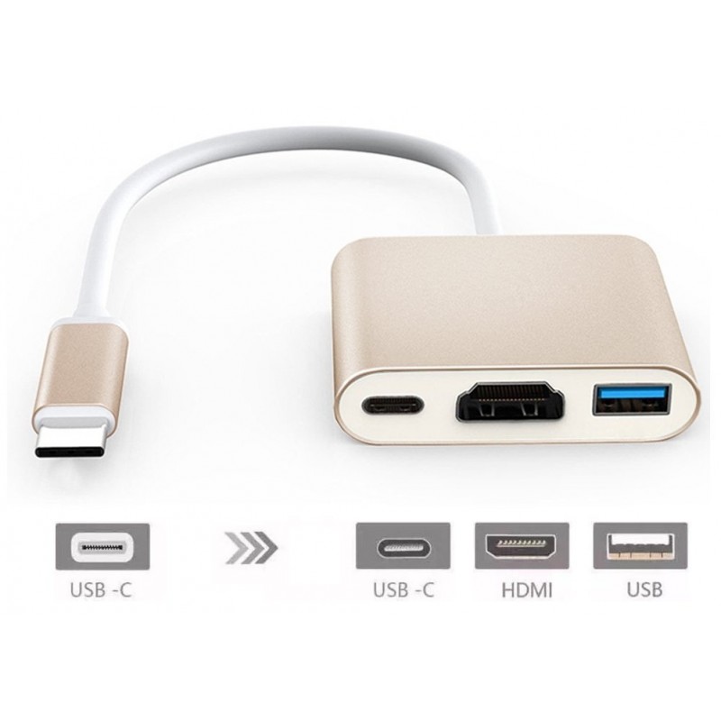 Adaptateur USB Type C vers HDMI / USB 3.0 / USB-C