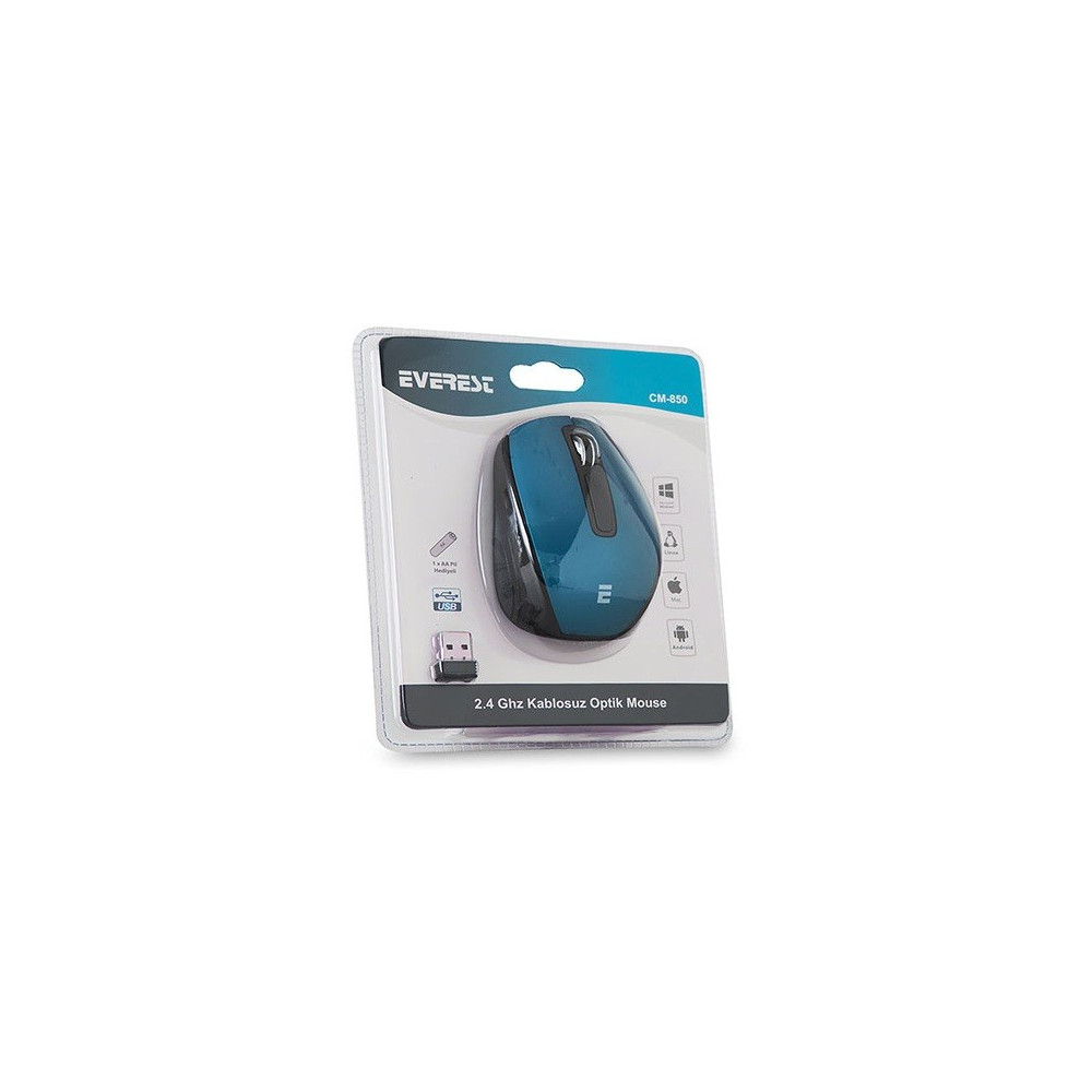 Souris Sans Fil Everest Mavi 6D / 1600 DPI / Bleu