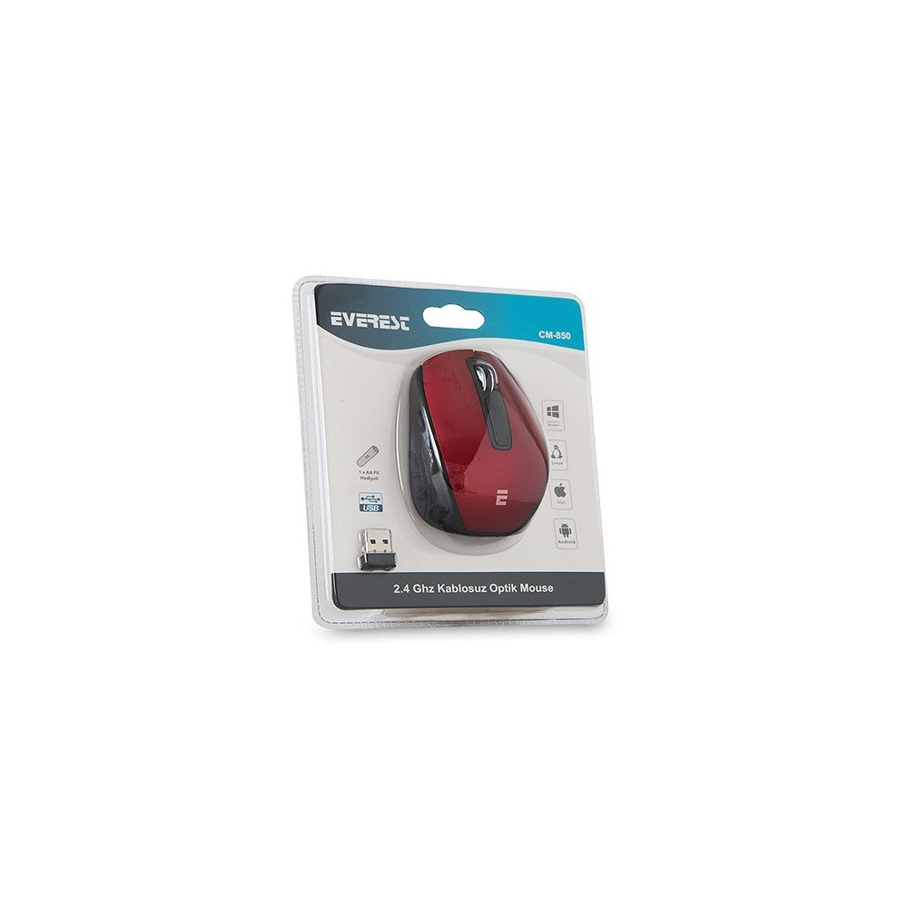 Souris Sans Fil Everest Mavi 6D / 1600 DPI / Rouge