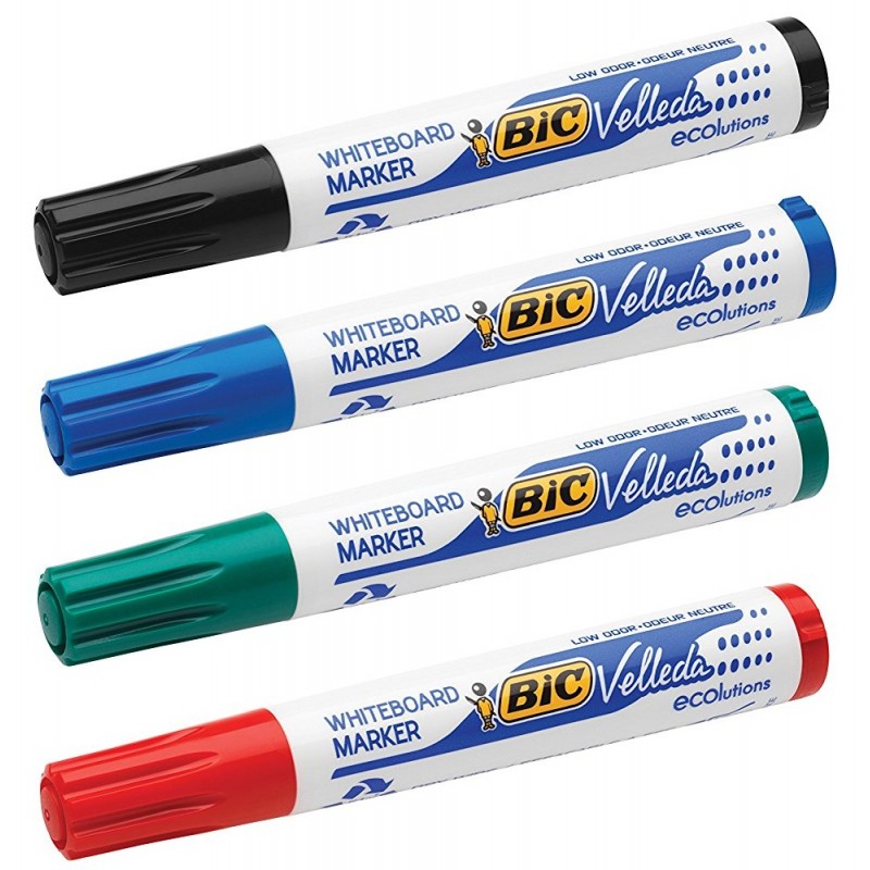 Velleda Bic Pochette de 8 marqueurs effaçables à sec Velleda pointe moyenne  2 mm assortis - prix pas cher chez iOBURO- prix pas