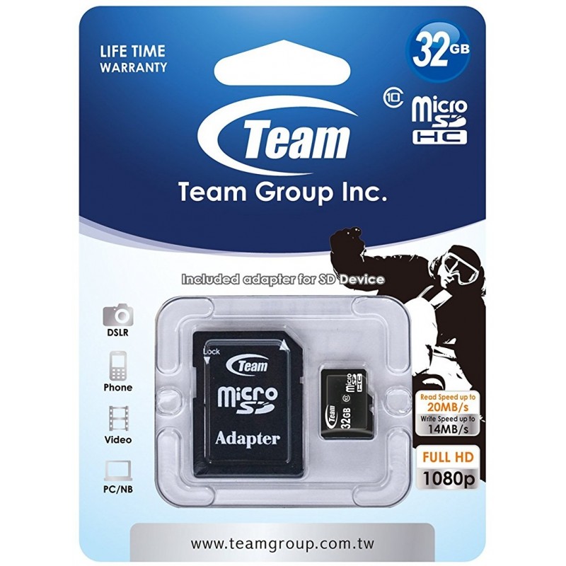 Carte mémoire TeamGroup Micro SD 32GB avec adaptateur – Hamiz Shop