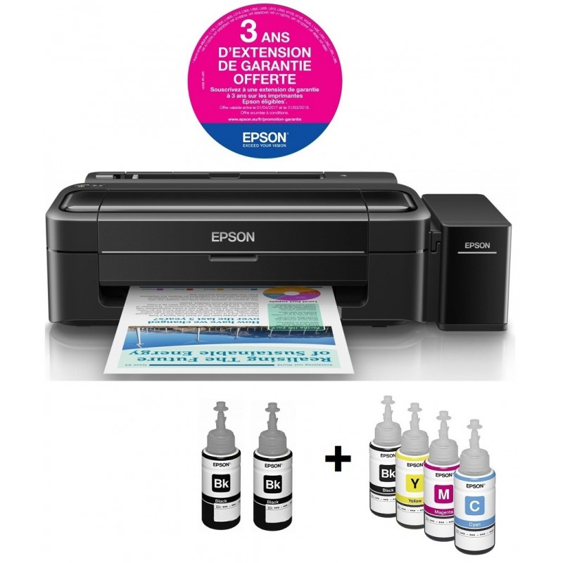 Imprimante à réservoir intégré Couleur Epson L310 + 6 Bouteilles d'encre