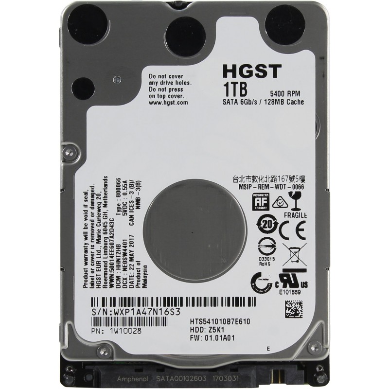 Hgst - Travelstar Z5K1 Disque Dur Interne 2.5 1To SATA HDD 5400 RPM Argent  - Disque Dur interne - Rue du Commerce