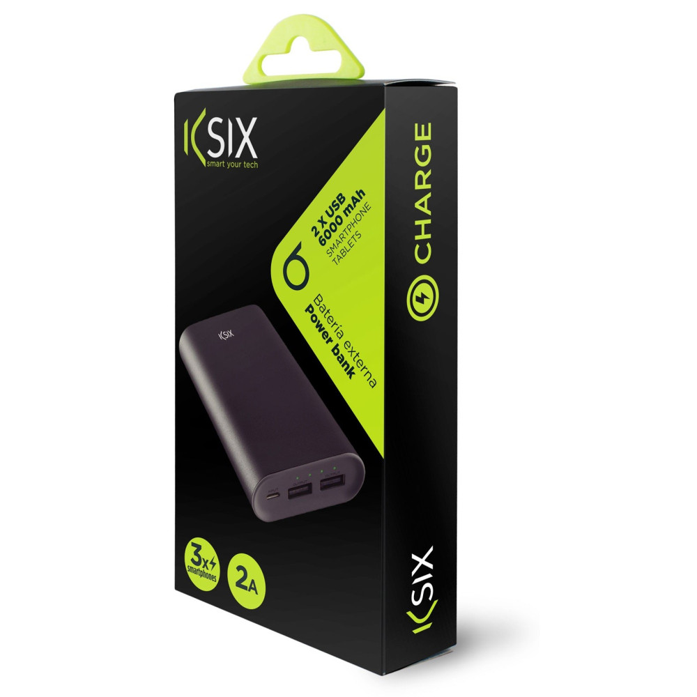Power Bank Ksix Metal 6000 mAh / Noir