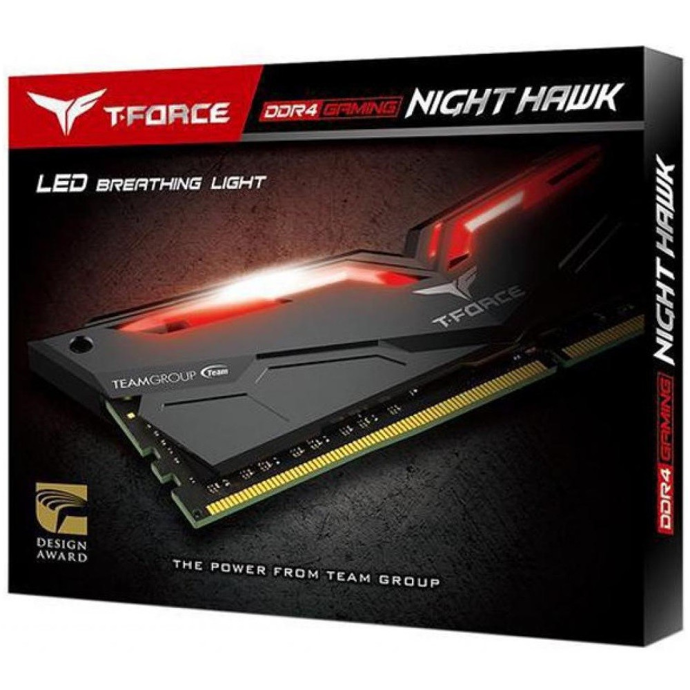 Barrette Mémoire Team Group Night Hawk 2x 8 Go DDR4 3200 MHz / LED Rouge