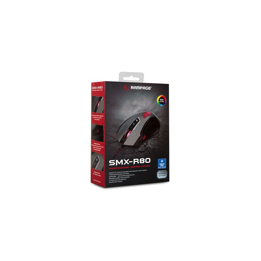 Souris USB Gaming Everest Rampage SMX-R80 / 3200DPI / RGB
