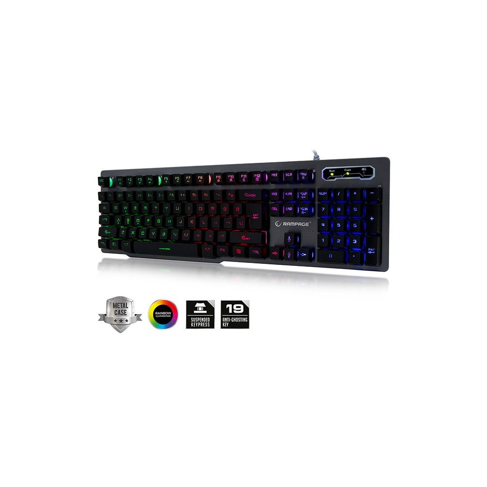 Clavier Rétroéclairé Qwerty USB Everest Rampage KB-R78