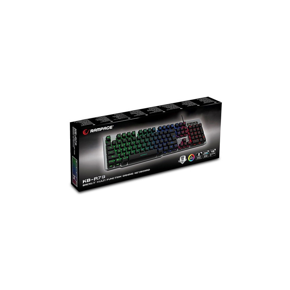 Clavier Rétroéclairé Qwerty USB Everest Rampage KB-R78
