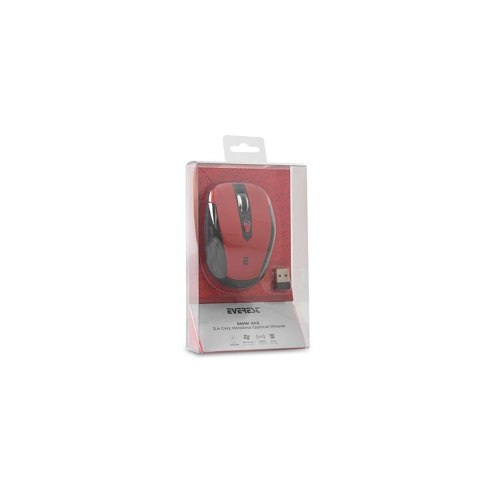 Souris Sans Fil Everest SMW-242 / Rouge & Noir