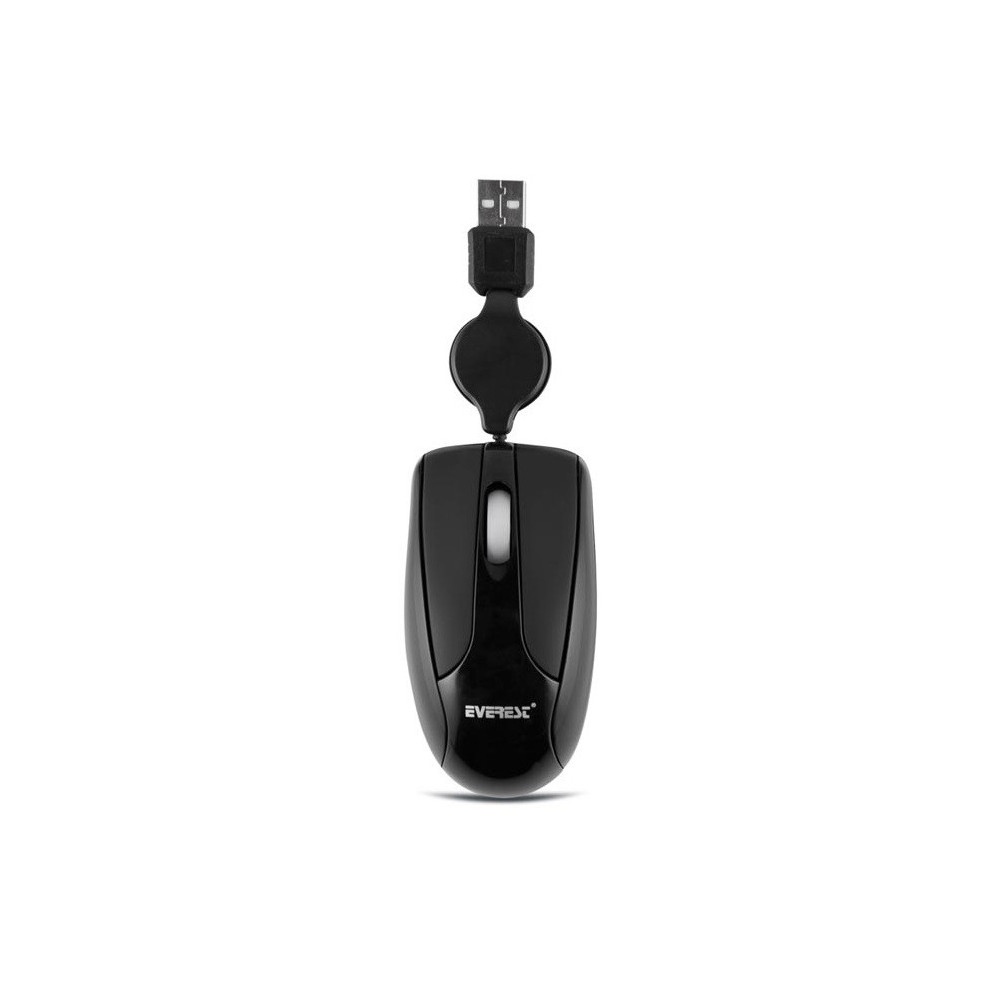 Mini Souris USB Everest avec câble rétractable / Noir