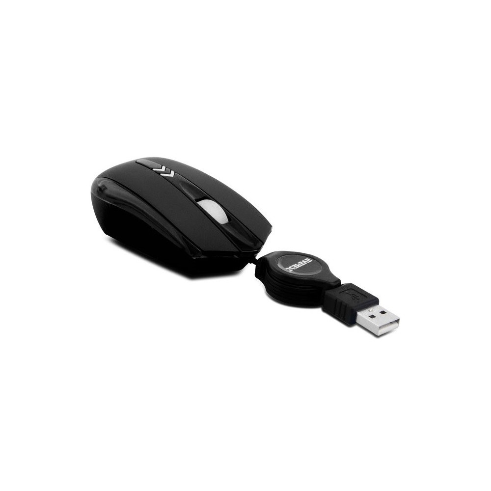 Mini Souris USB Everest avec câble rétractable SM-421 / Noir