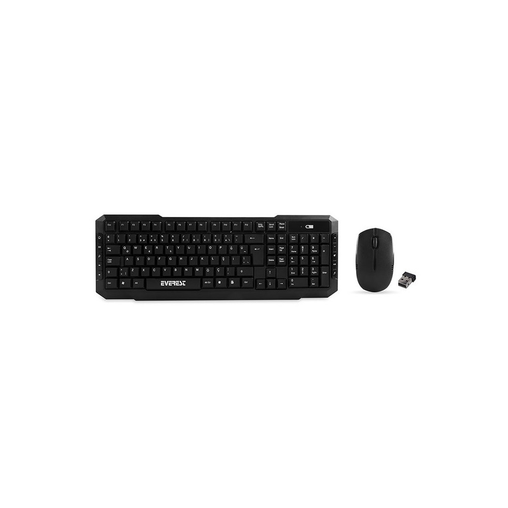 Ensemble Clavier Qwerty Multimédia & Souris Sans Fil Everest KM-510