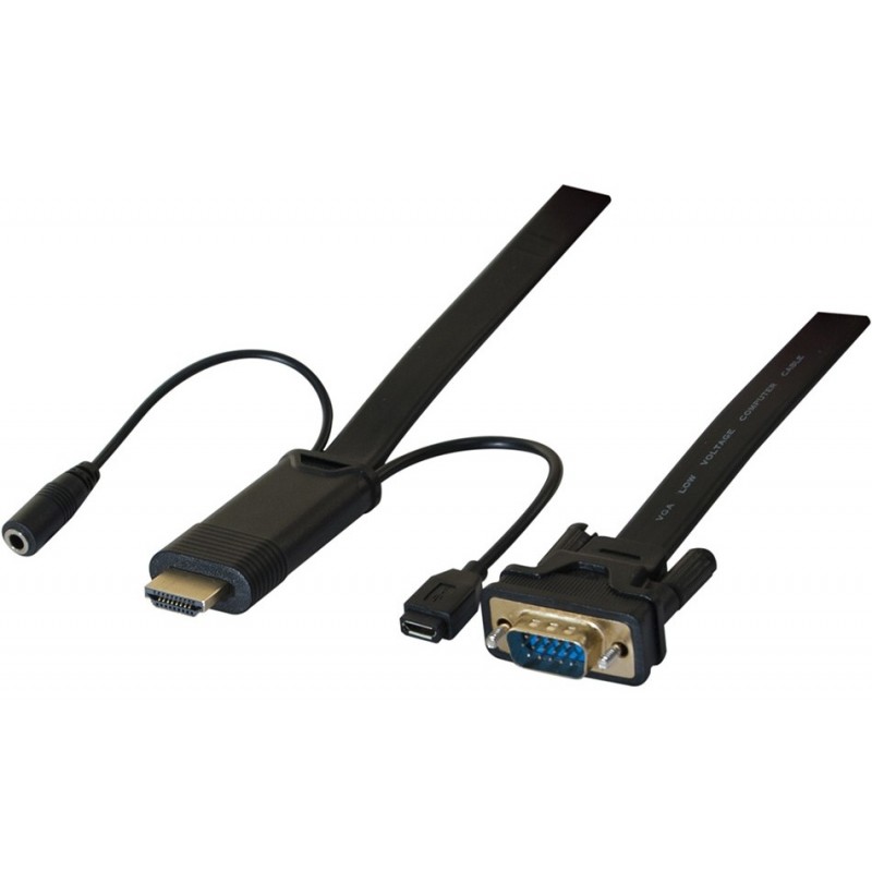 Adaptateur HDMI Mâle vers VGA Mâle avec Audio + Micro USB