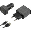 Chargeur Secteur 2.4A + Chargeur ALlume Cigare 2.1A + Câble USB Vers Micro USB
