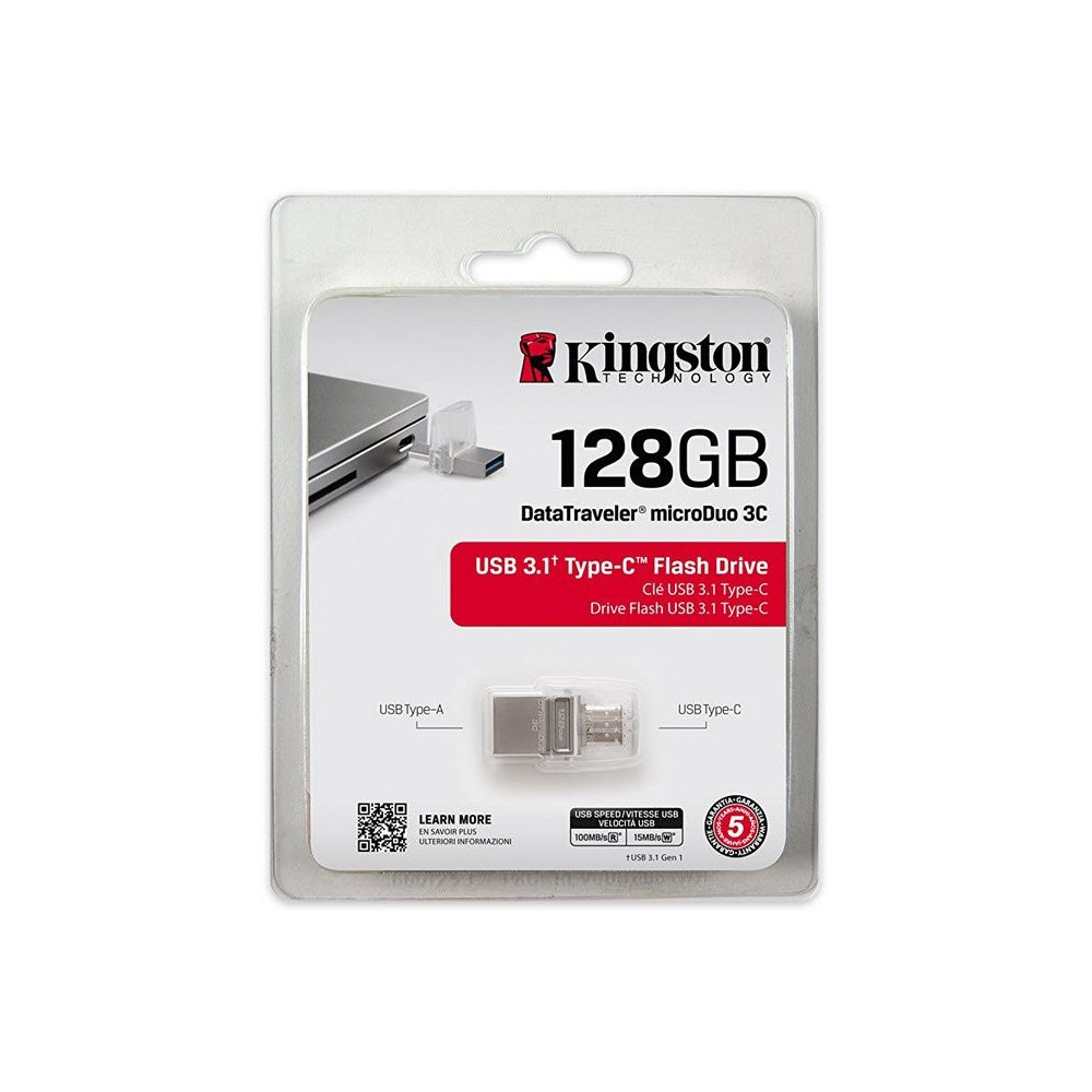 Clé USB Kingston DataTraveler microDuo 3C USB 3.1 & USB Type C / 128 Go