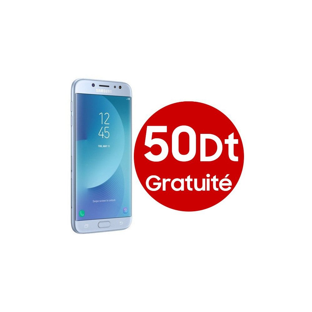 Téléphone Portable Samsung Galaxy J7 Pro / 4G / Double SIM / Bleu + Gratuité 50Dt + SIM Offerte