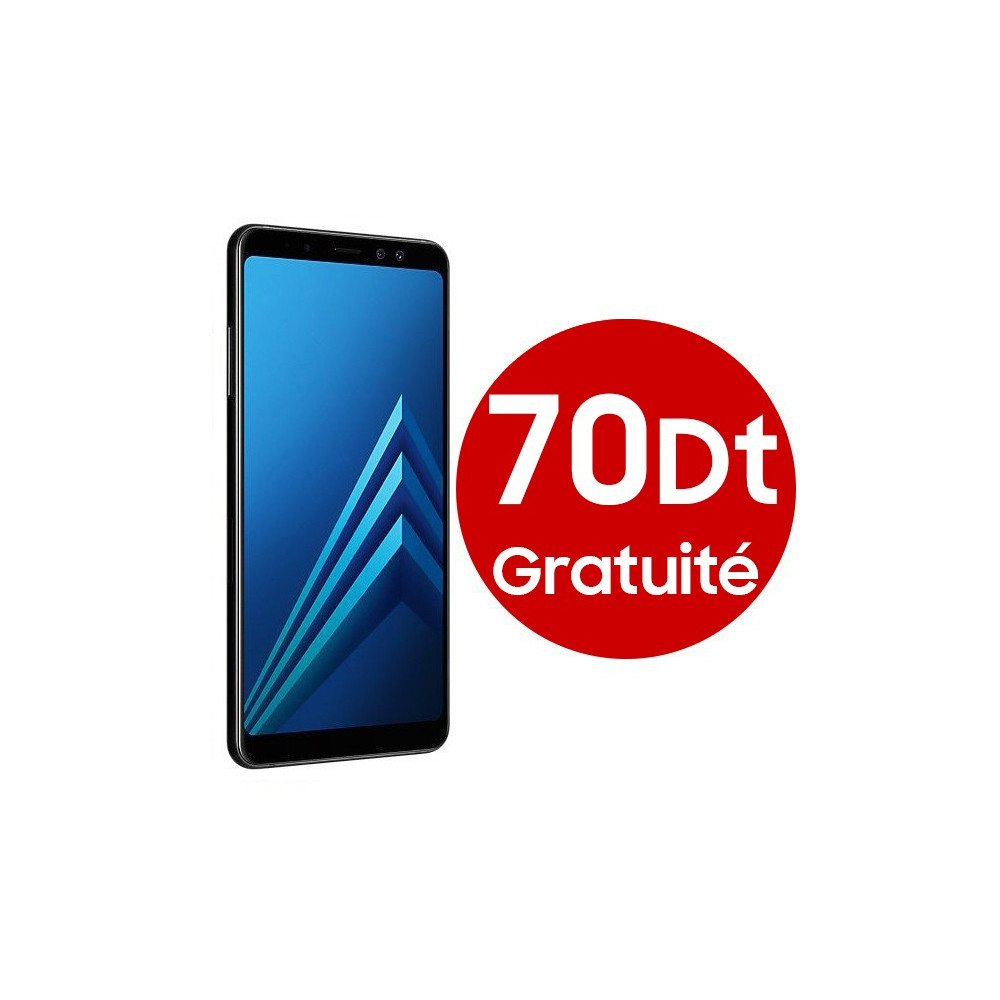 Téléphone Portable Samsung Galaxy A8 Plus / 4G / Noir + Gratuité 70Dt