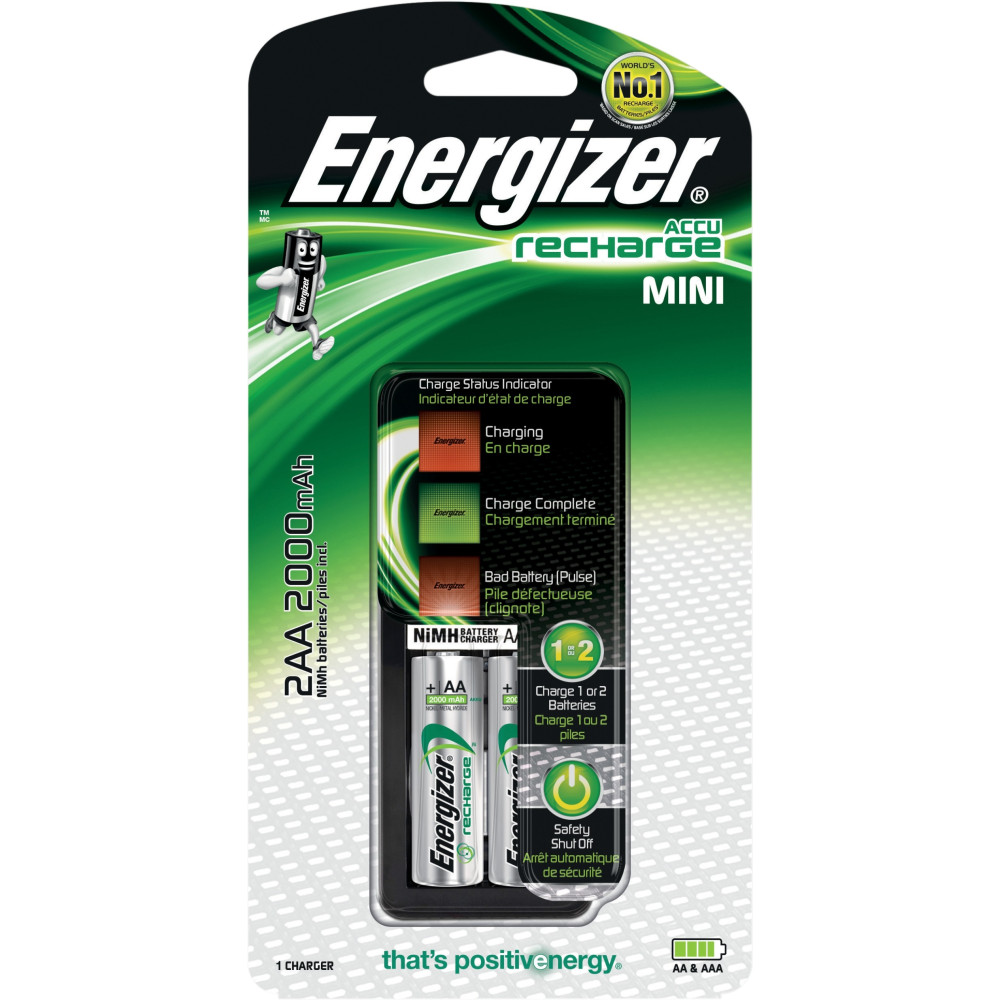 Chargeur Energizer Mini + 2 piles AA 2000 mAh