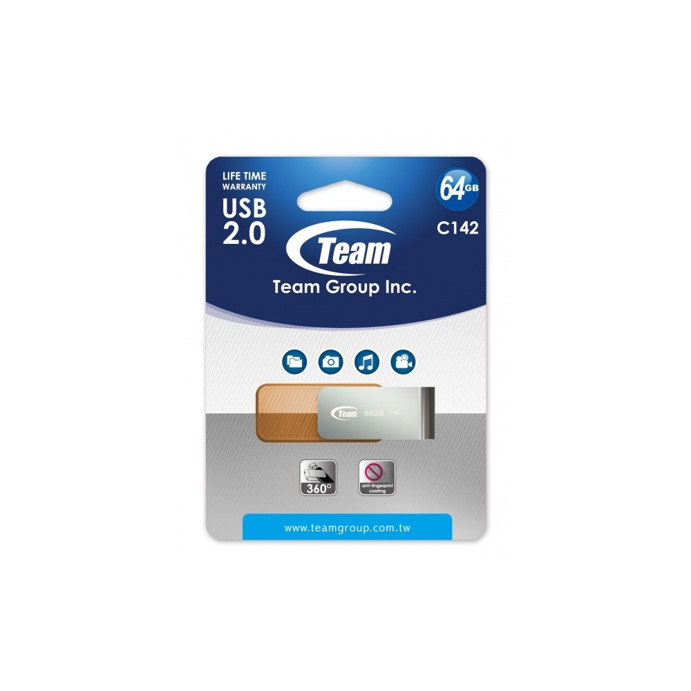 Clé USB 2.0 TeamGroup C142 / 64 Go / Orange
