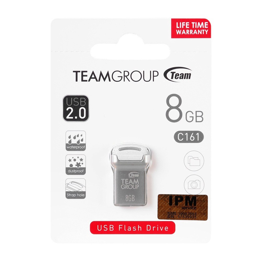 CLÉ USB 2.0 TEAMGROUP C161 / 8 GO / SILVER & BLANC