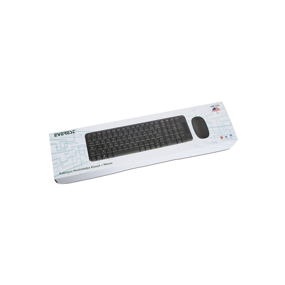 Ensemble Clavier Querty & Souris Sans Fil Everest KM-220