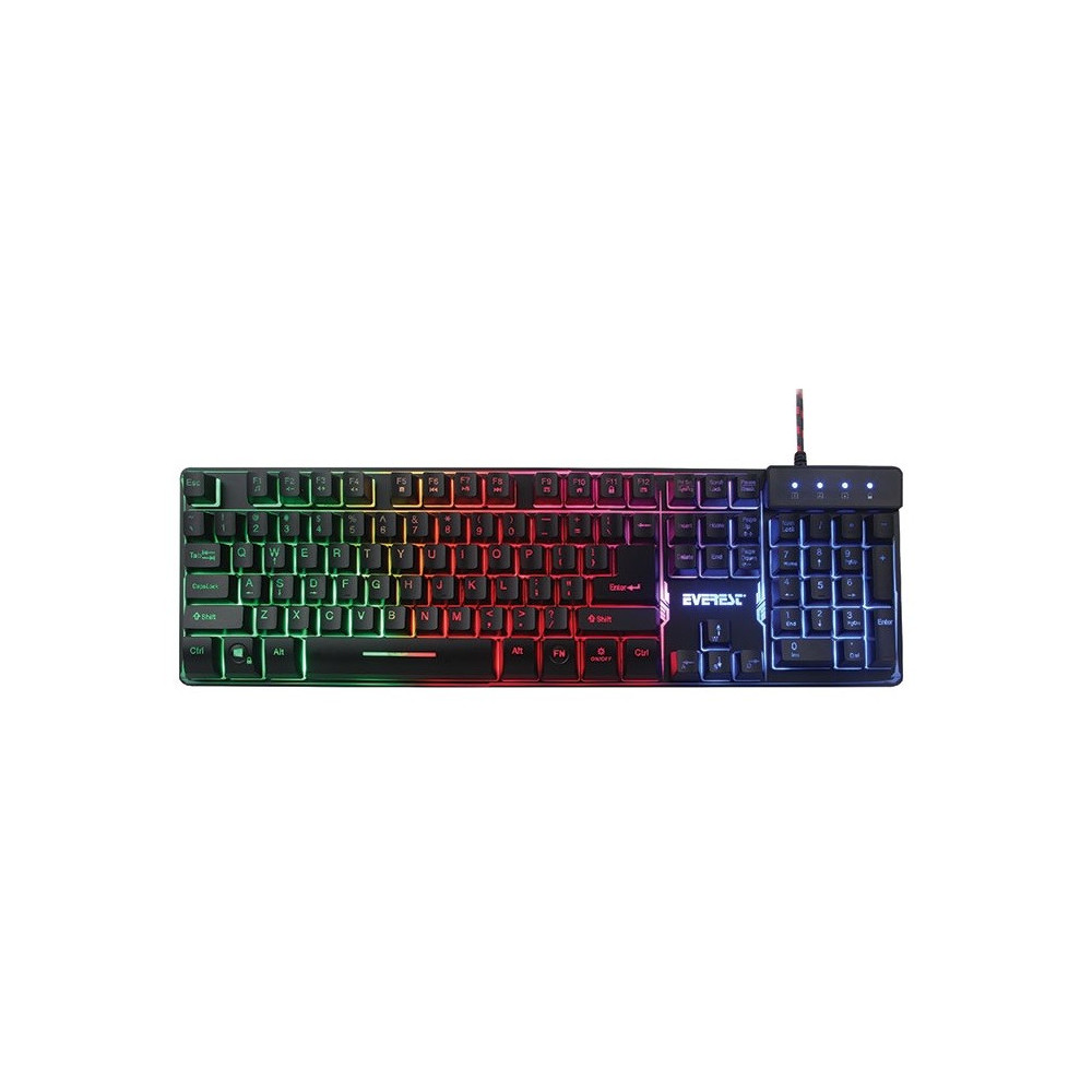 Clavier Rétroéclairé Qwerty USB Everest KB-GX9