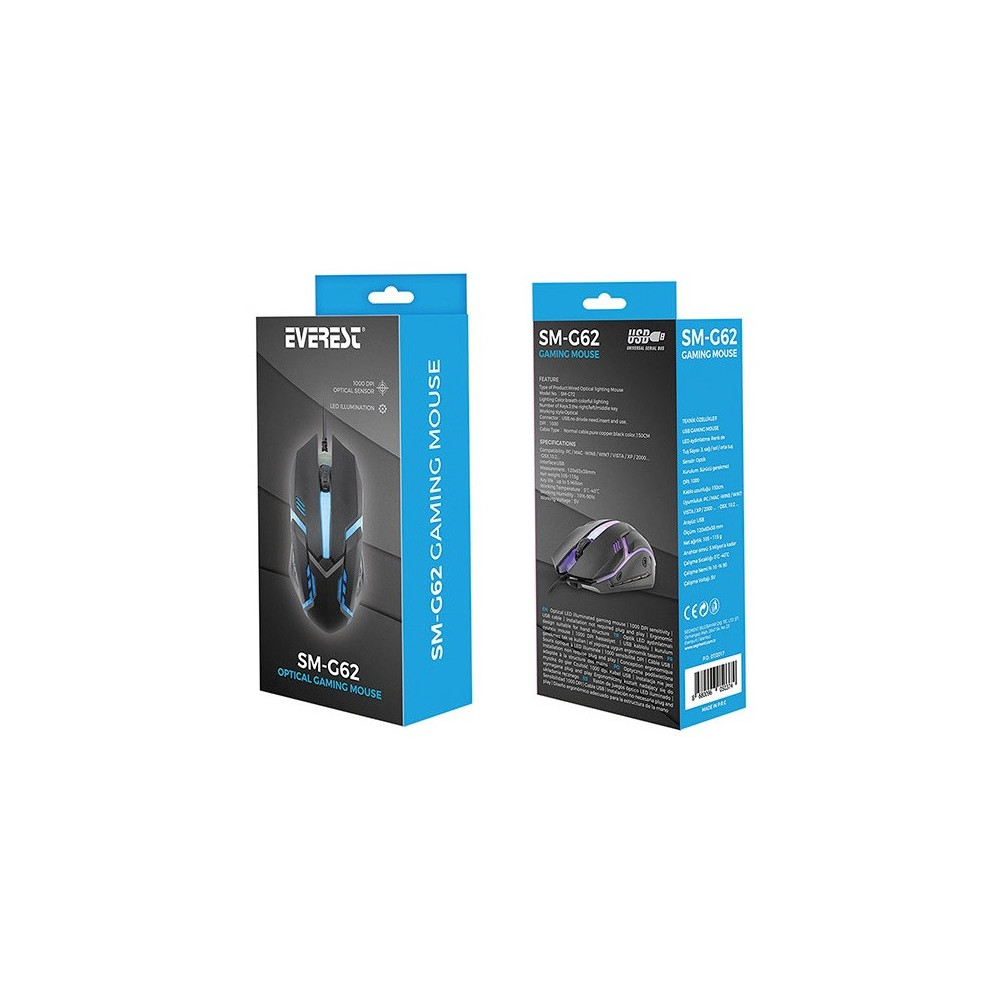 Souris USB Gaming Everest SM-G62 / 1200DPI