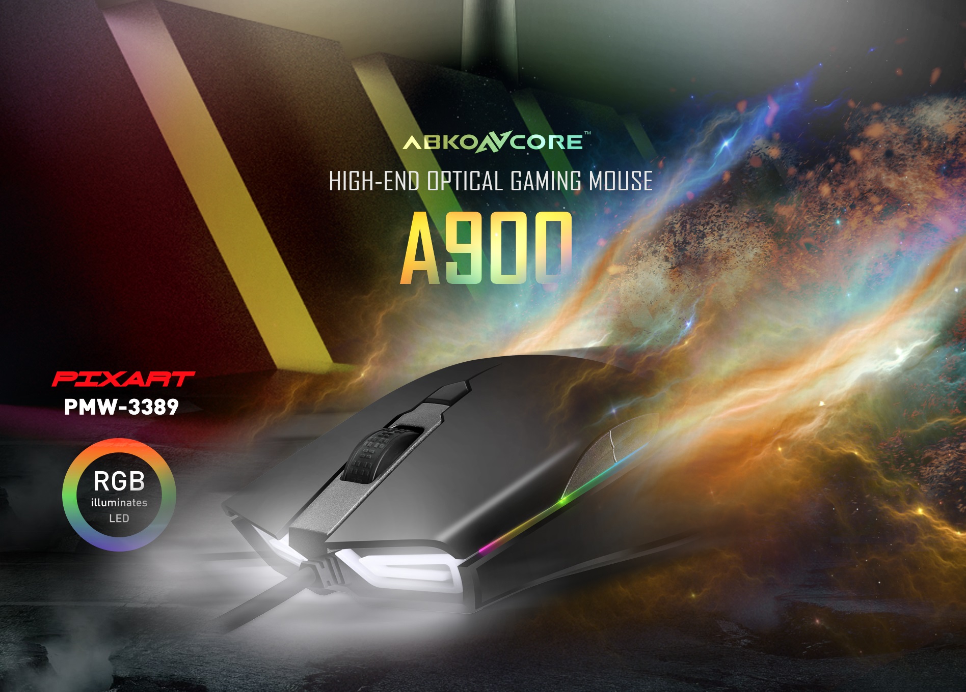 Souris Gaming Abkoncore A900 / RGB / 16 000dpi