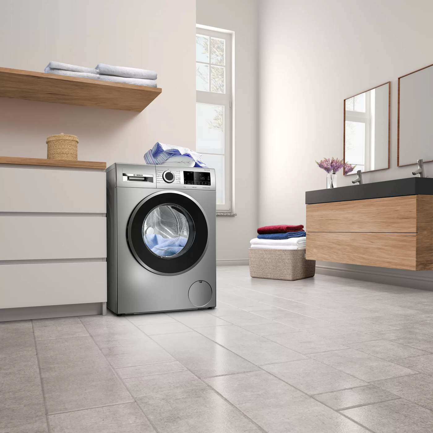 Bosch Lave-linge Frontal 9kg 1400trs/min Ecosilence Machine À