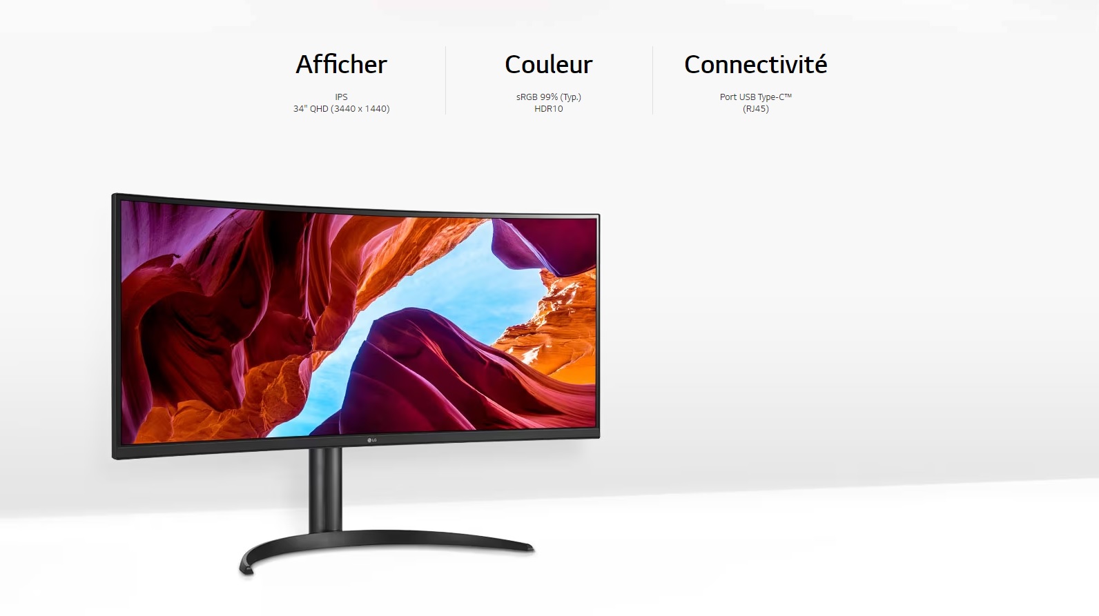 Moniteur incurvé ultra-large QHD de 34 pouces avec USB Type-C™