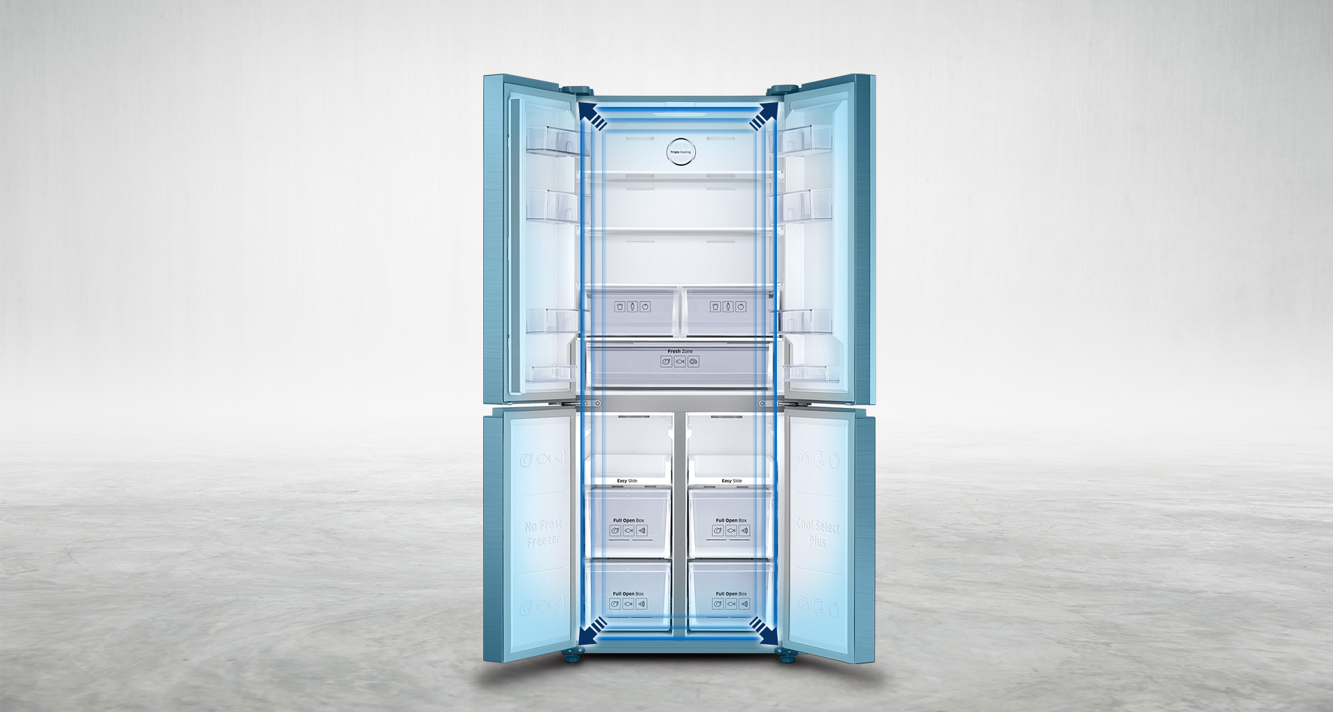 REFRIGERATEUR MULTI PORTES SAMSUNG 452L 3 PORTES PLATINIUM INOX